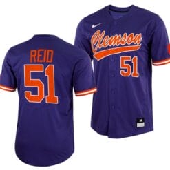Rocco Reid Jersey Clemson Tigers College Baseball Purple Full-Button #51