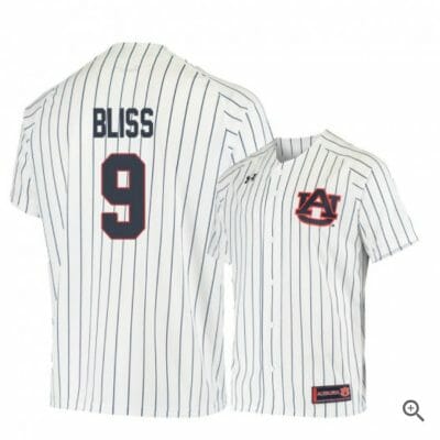 Ryan Bliss Jersey Auburn Tigers Baseball NCAA College White Blue Alumni #9