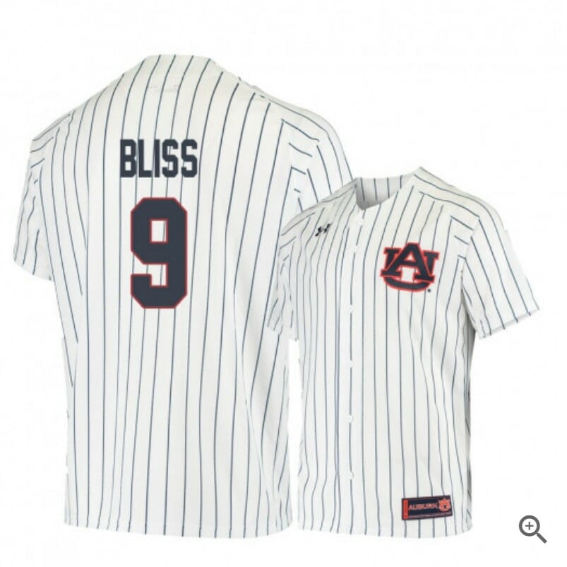 Ryan Bliss Jersey Auburn Tigers Baseball NCAA College White Blue Alumni #9