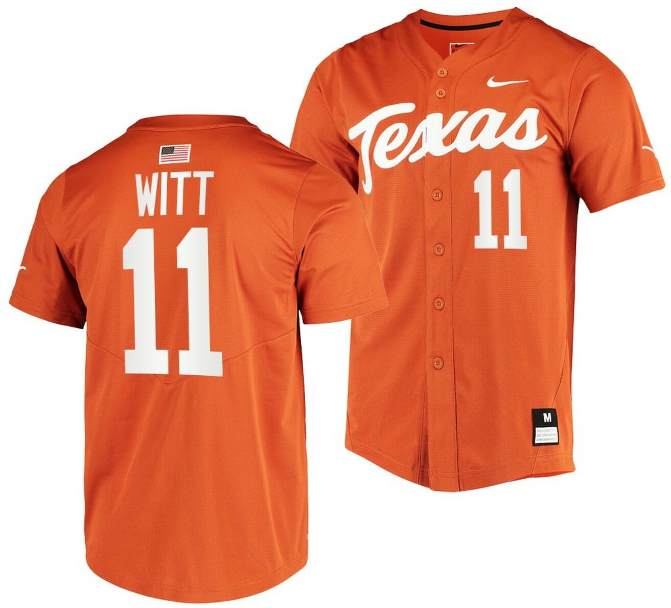 Tanner Witt Jersey Texas Longhorns Baseball NCAA College 2023 MLB Draft Top prospects Orange #11