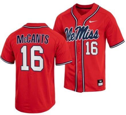 TJ McCants Jersey Ole Miss Rebels College Baseball Red #16