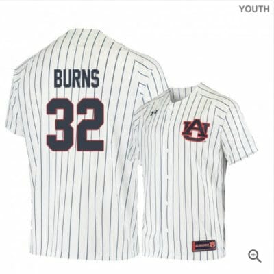 Tanner Burns Jersey Auburn Tigers Baseball NCAA College White Blue Alumni #32
