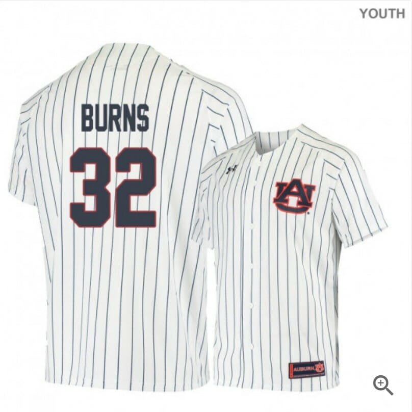 Tanner Burns Jersey Auburn Tigers Baseball NCAA College White Blue Alumni #32