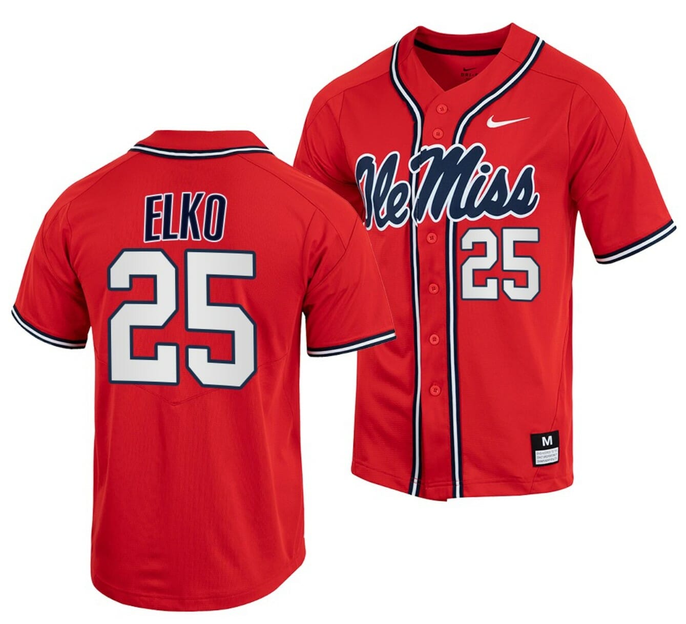 Tim Elko Jersey Ole Miss Rebels College Baseball Red #25