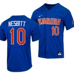 Tyler Nesbitt Jersey Florida Gators College Baseball Full-Button Royal #10