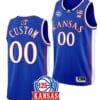Custom Kansas Jayhawks Jersey Name and Number College Basketball 125th Anniversary Blue Away