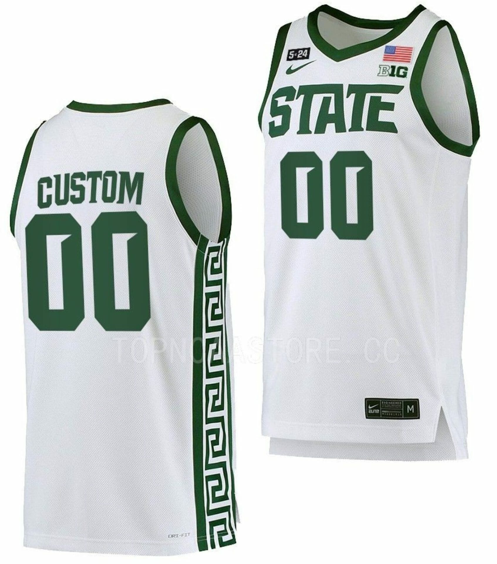 Custom Michigan State Spartans Jersey Name and Number College Basketball Honor Patch White
