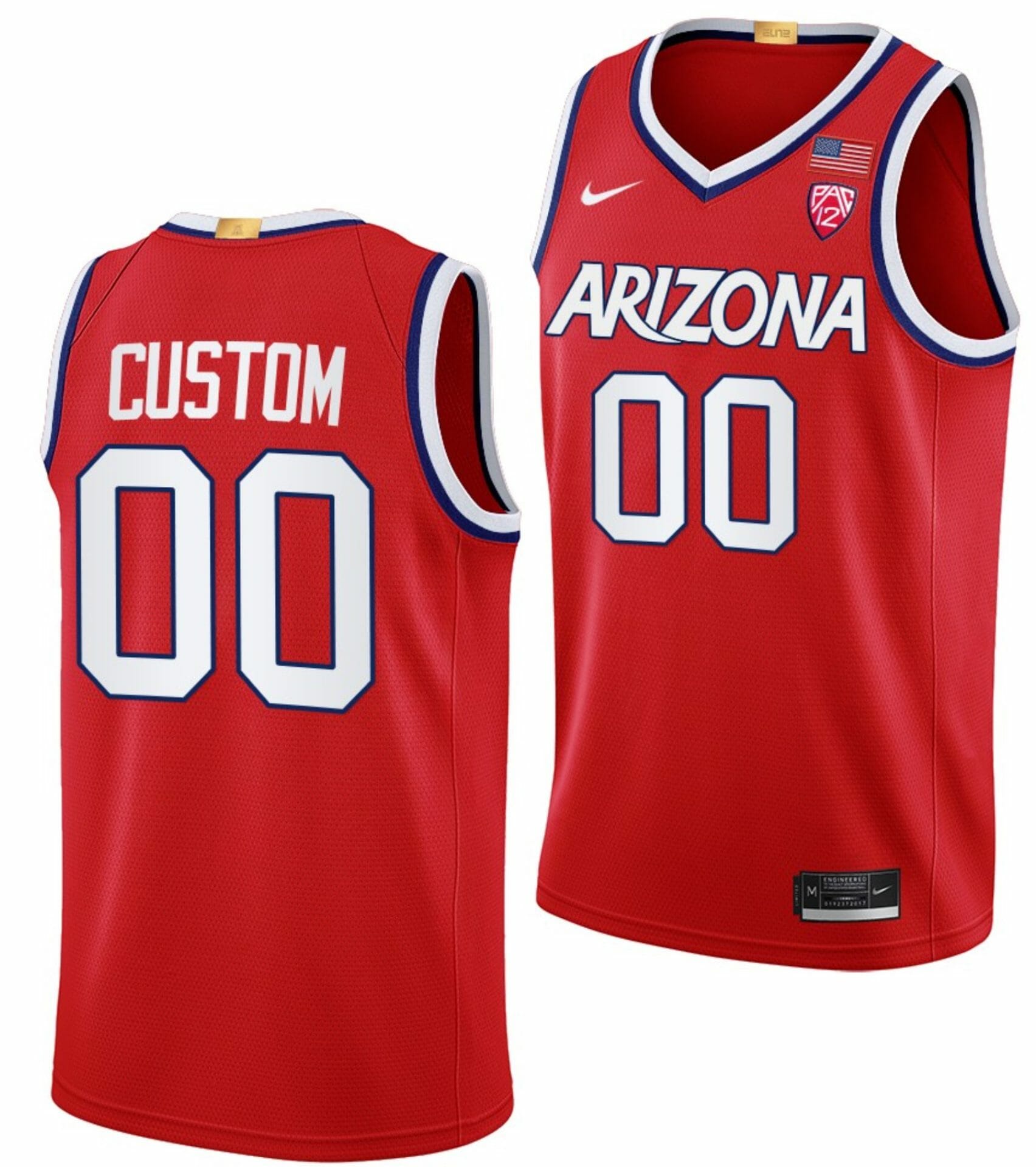 Custom Arizona Wildcats Jersey Name and Number College Basketball Red
