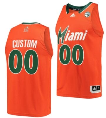 Custom Miami Hurricanes Jersey Name and Number College Basketball Reverse Retro Orange