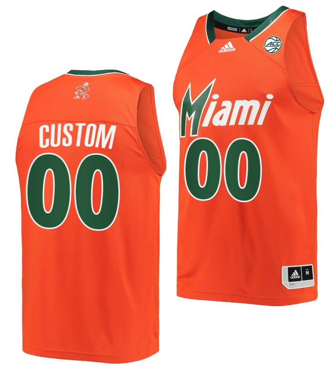 Custom Miami Hurricanes Jersey Name and Number College Basketball Reverse Retro Orange