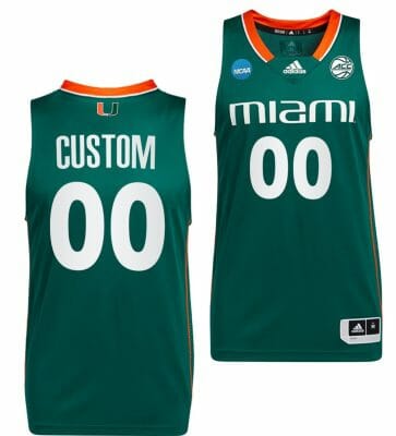 Custom Miami Hurricanes Jersey Name and Number College Basketball March Madness Green