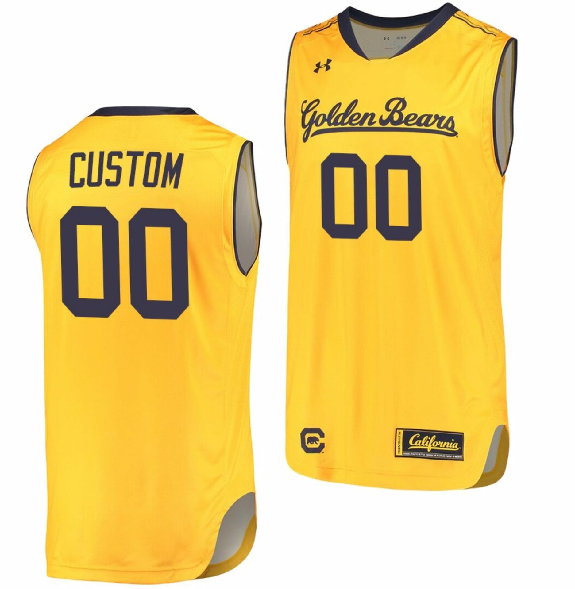 Custom Cal Bears Jersey Name and Number College Basketball Gold
