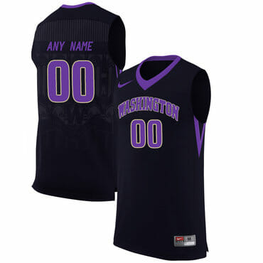 Custom Washington Huskies Jersey College Basketball Name and Number Black