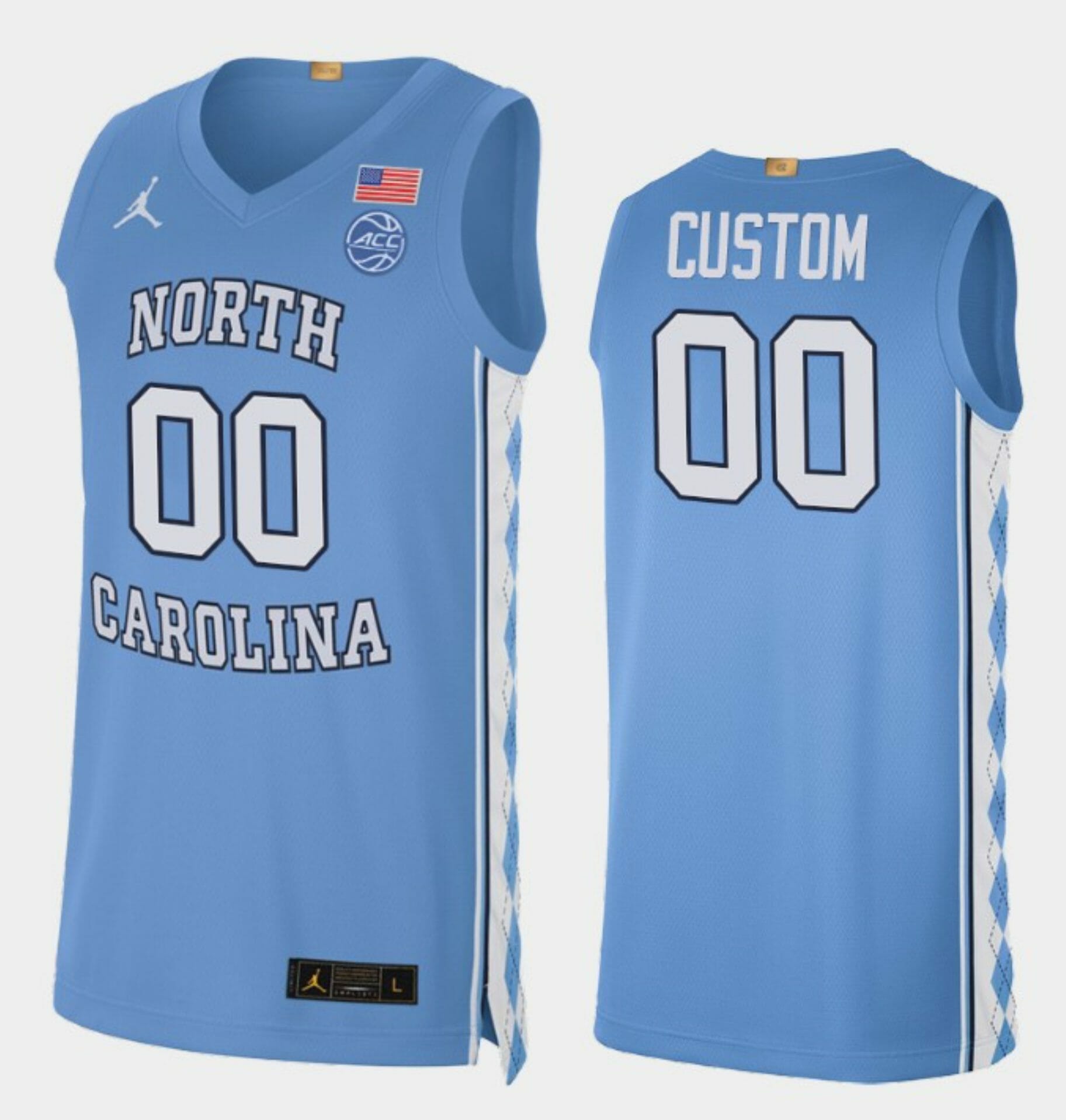 Custom North Carolina Tar Heels Jersey Name and Number College Basketball Blue Alumni