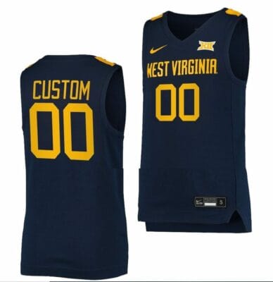 Custom West Virginia Jersey Name and Number Mountaineers College Basketball Uniform Navy
