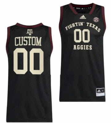 Custom Texas A and M Aggies Jersey Name and Number College Basketball Swingman Black