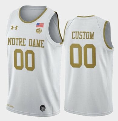Custom Notre Dame Fighting Irish Jersey Name And Number College Basketball White Golden
