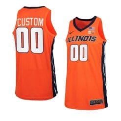 Custom Illinois Fighting Jersey Basketball College Name and Number Orange Black