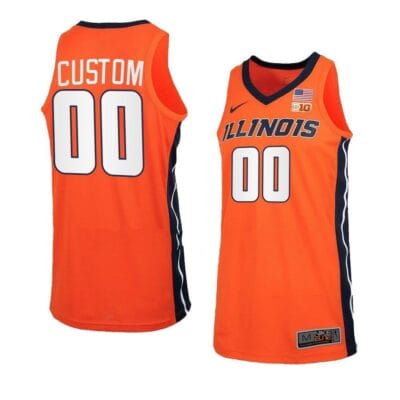 Custom Illinois Fighting Jersey Basketball College Name and Number Orange Black