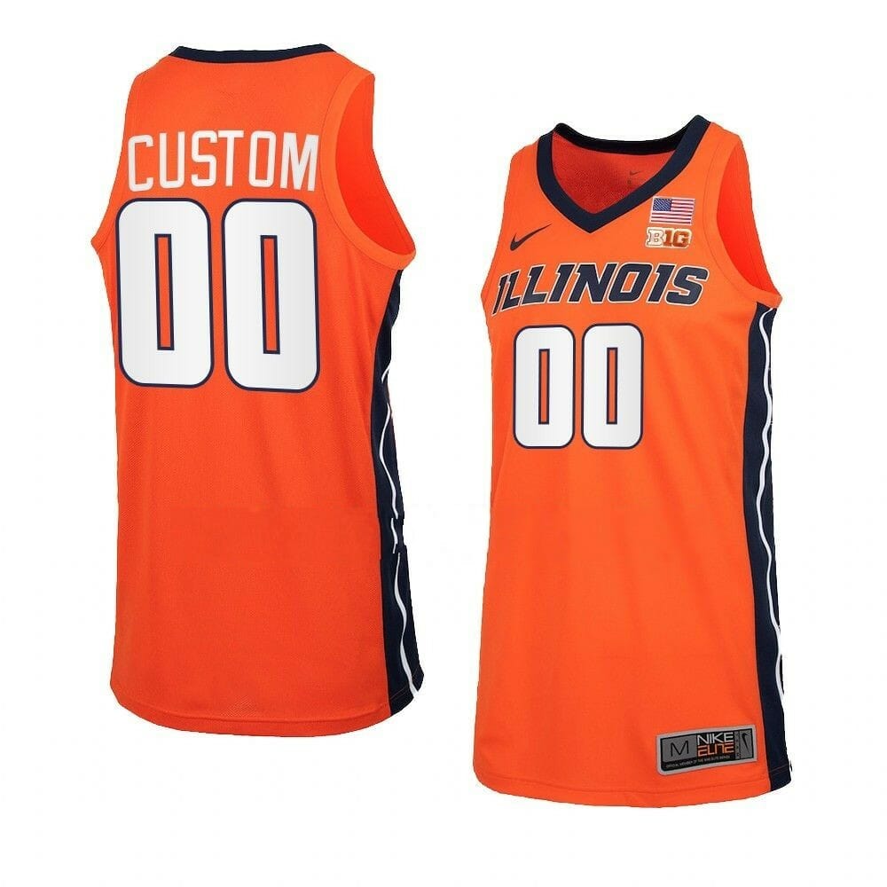 Custom Illinois Fighting Jersey Basketball College Name and Number Orange Black