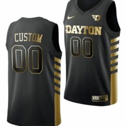 Custom Dayton Flyers Jersey Name and Number College Basketball Black Golden