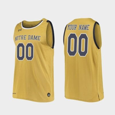 Custom Notre Dame Fighting Irish Jersey Name and Number Tar Heels College Basketball Gold
