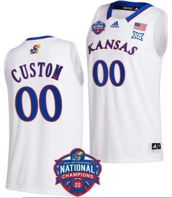 Custom Kansas Jayhawks Jersey Name and Number College Basketball National Champions Logo White