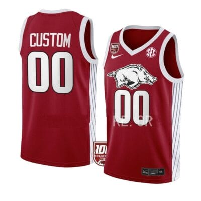 Custom Arkansas Razorbacks Jersey College Basketball Name and Number Red 100