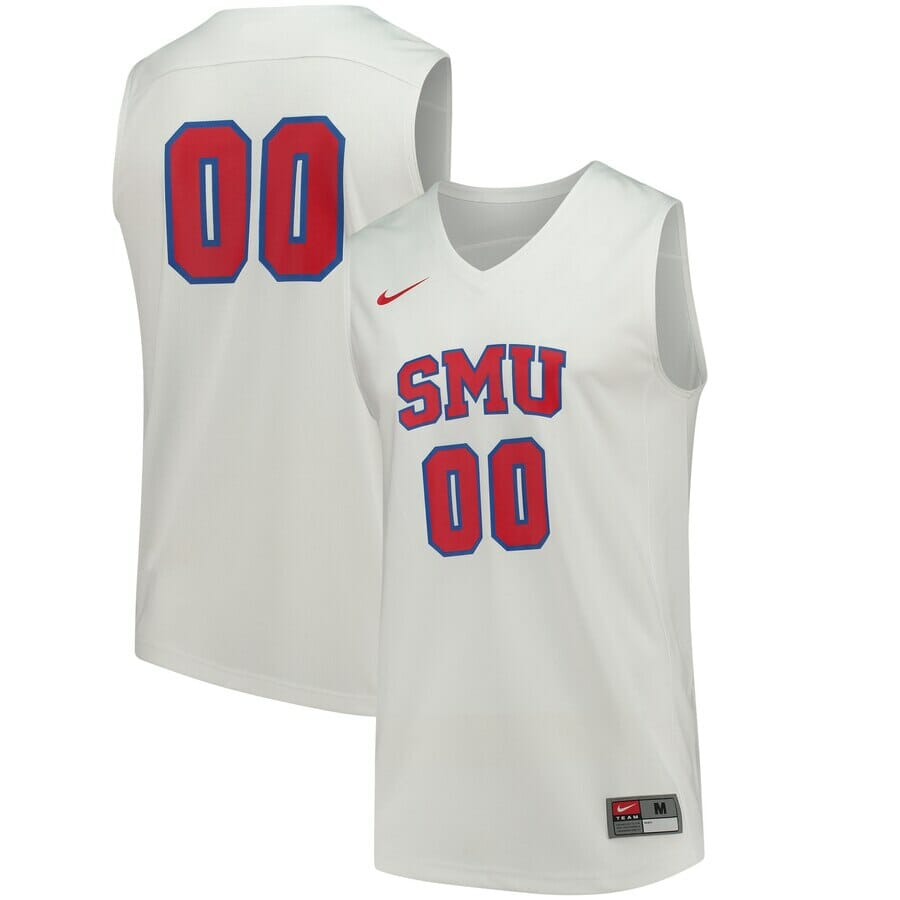 Custom SMU Mustangs Jersey College Basketball Name and Number White