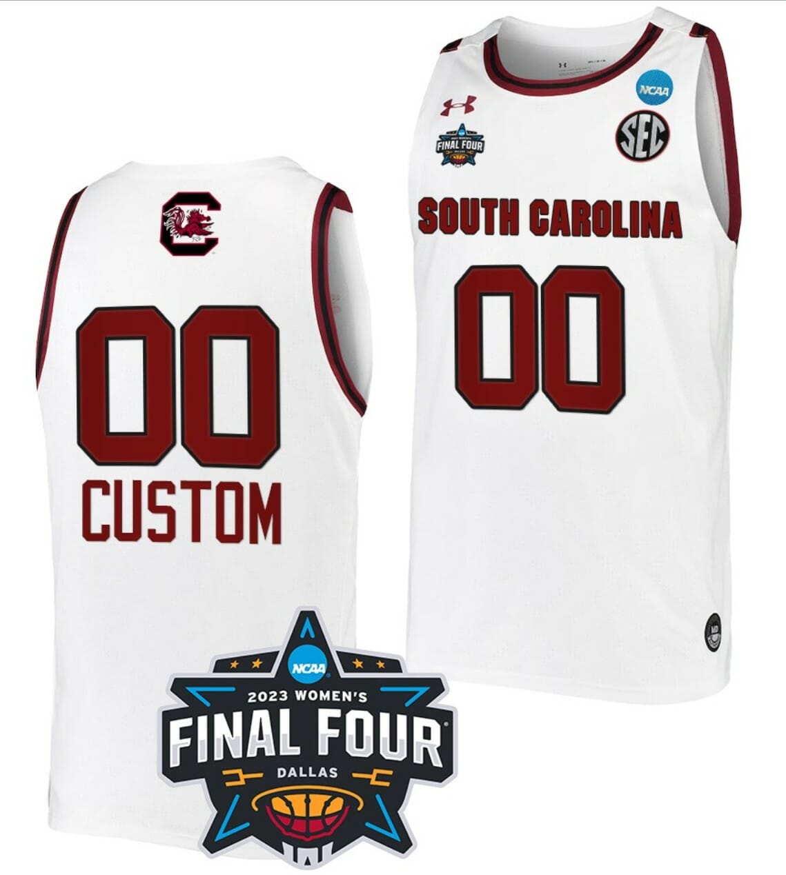 Custom South Carolina Gamecocks Jersey College Basketball 2023 NCAA Final Four White