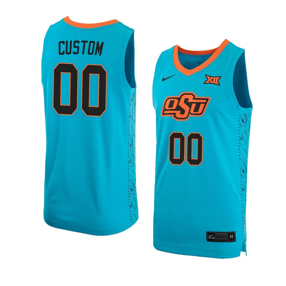 Custom Oklahoma State Jersey Basketball College Name and Number Turquoise