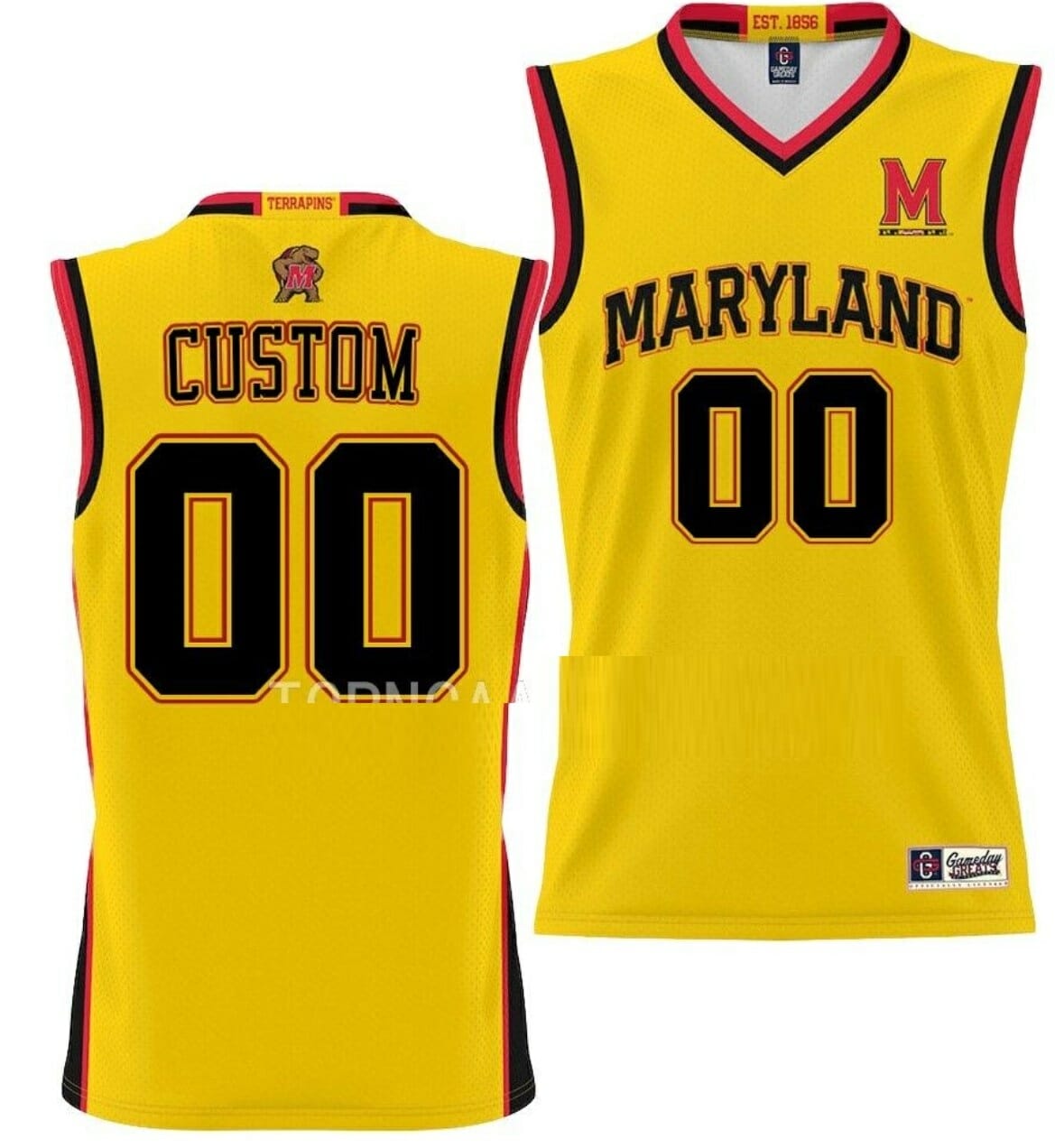 Custom Maryland Terrapins Jersey Name and Number NIL Pick-A-Player College Basketball Gold