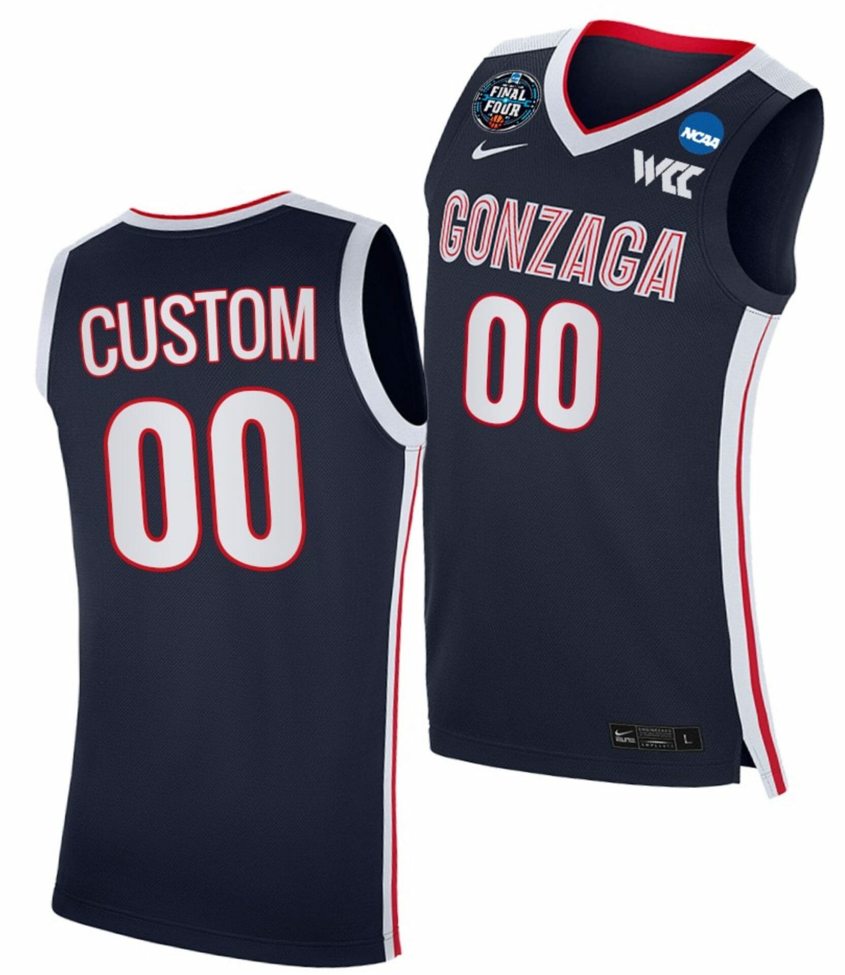 Custom Gonzaga Bulldogs Jersey Name and Number College Basketball 2021 March Madness Final Four Navy WCC