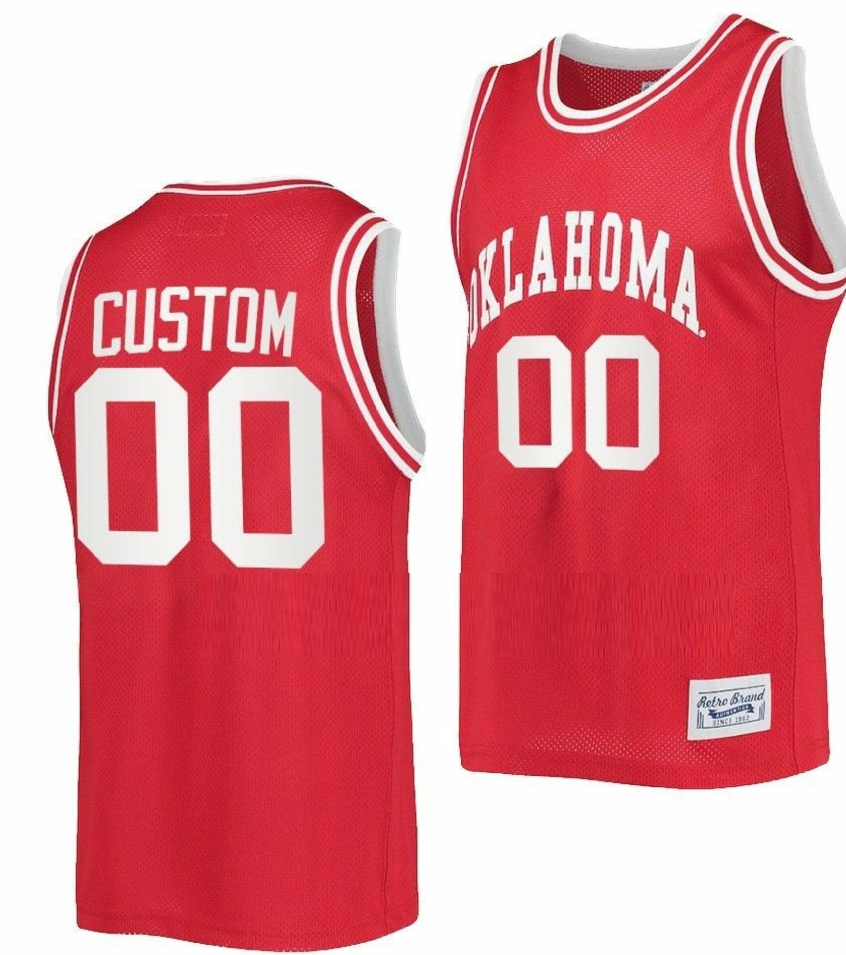 Custom Oklahoma Sooners Jersey Name and Number College Basketball Classic Retro Crimson