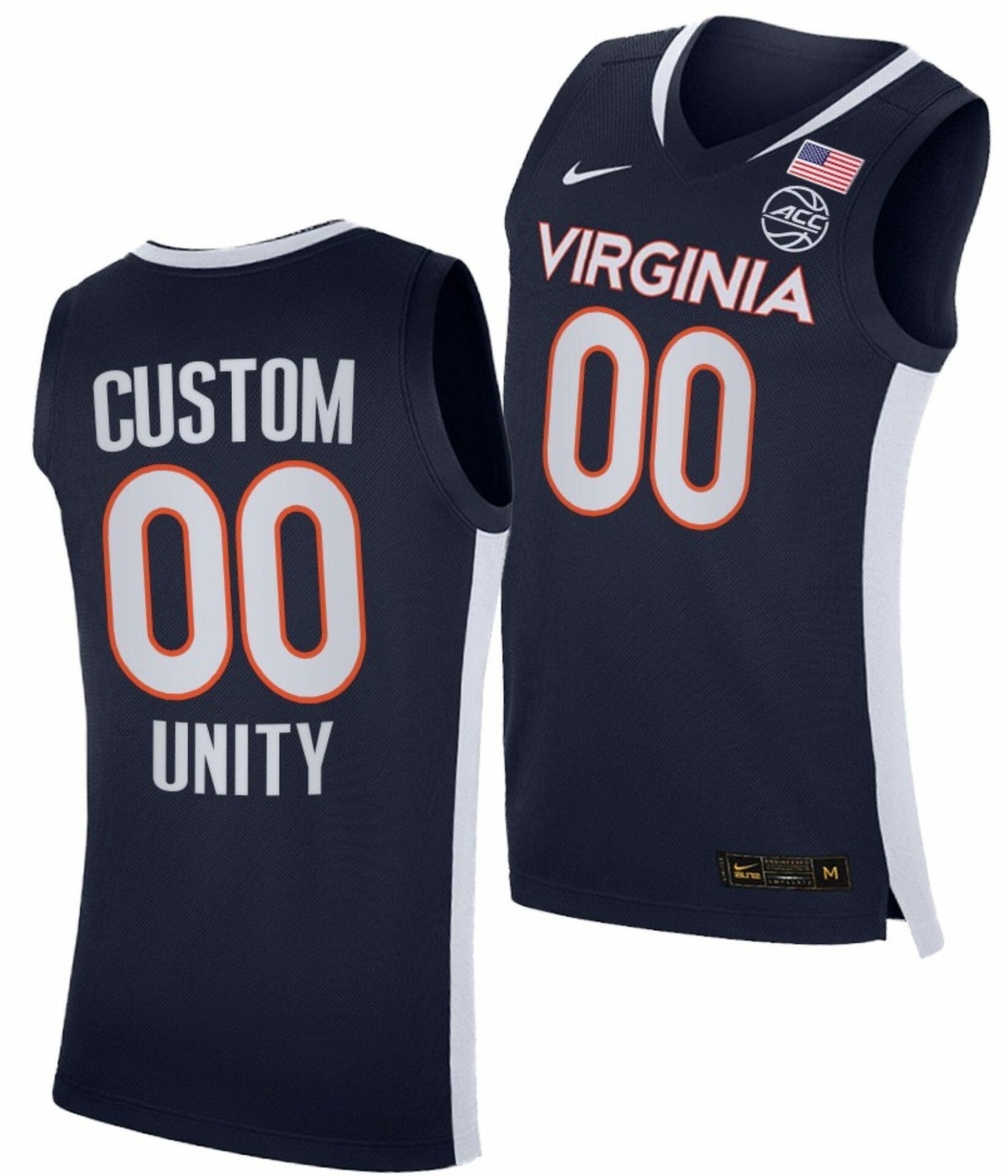 Custom Virginia Cavaliers Jersey Name and Number College Basketball Unity Road Secondary Logo Navy
