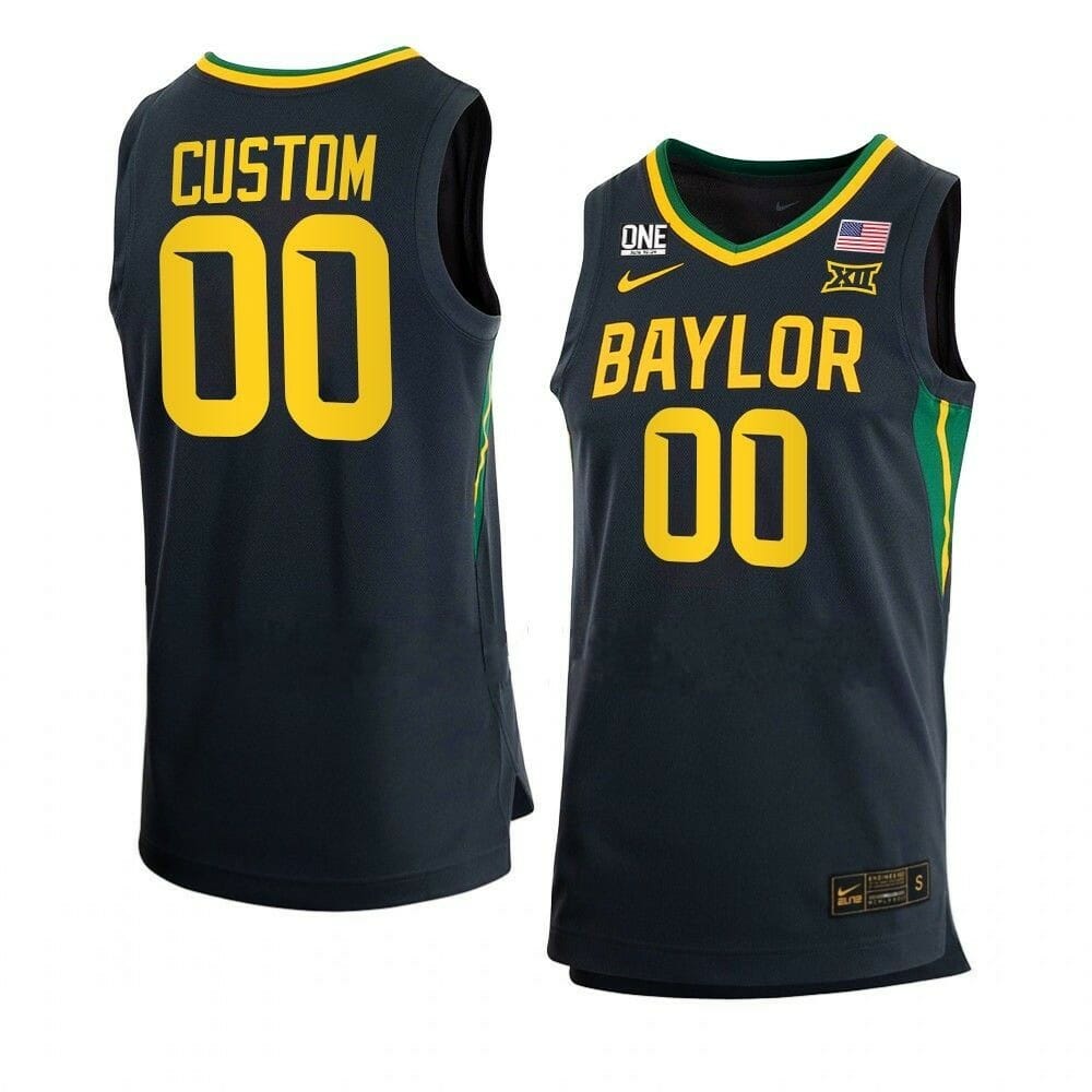 Custom Baylor Bear Jersey Basketball College Name and Number Away Black