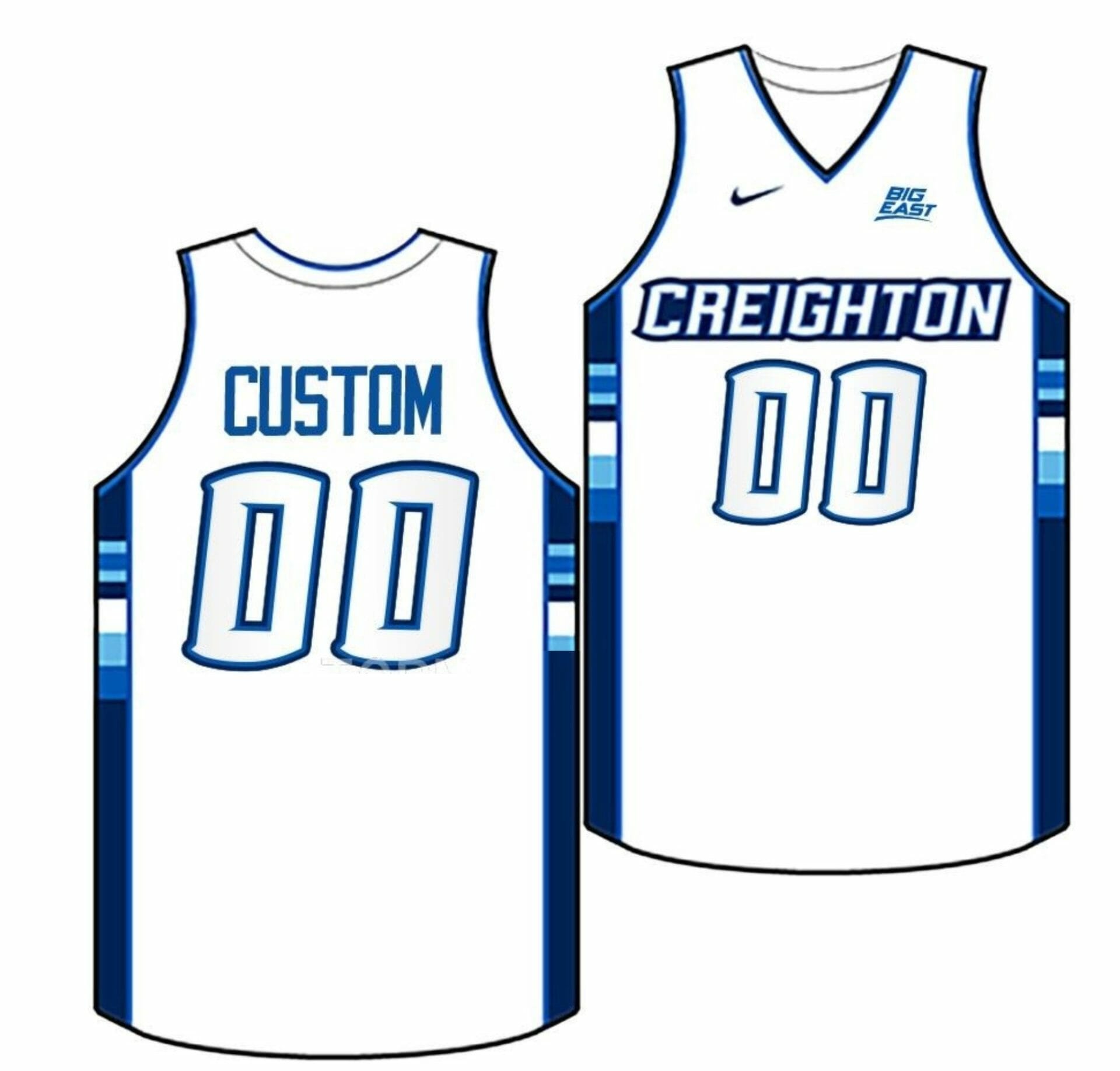Custom Creighton Bluejays Jersey Name and Number College Basketball Replica White