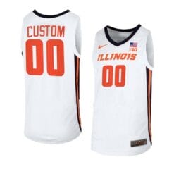 Custom Illinois Fighting Jersey Basketball College Name and Number White Orange