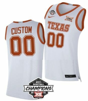 Custom Texas Longhorns Jersey College Basketball Champs Logo White
