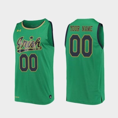 Custom Notre Dame Fighting Irish Jersey Name and Number Tar Heels College Basketball Green
