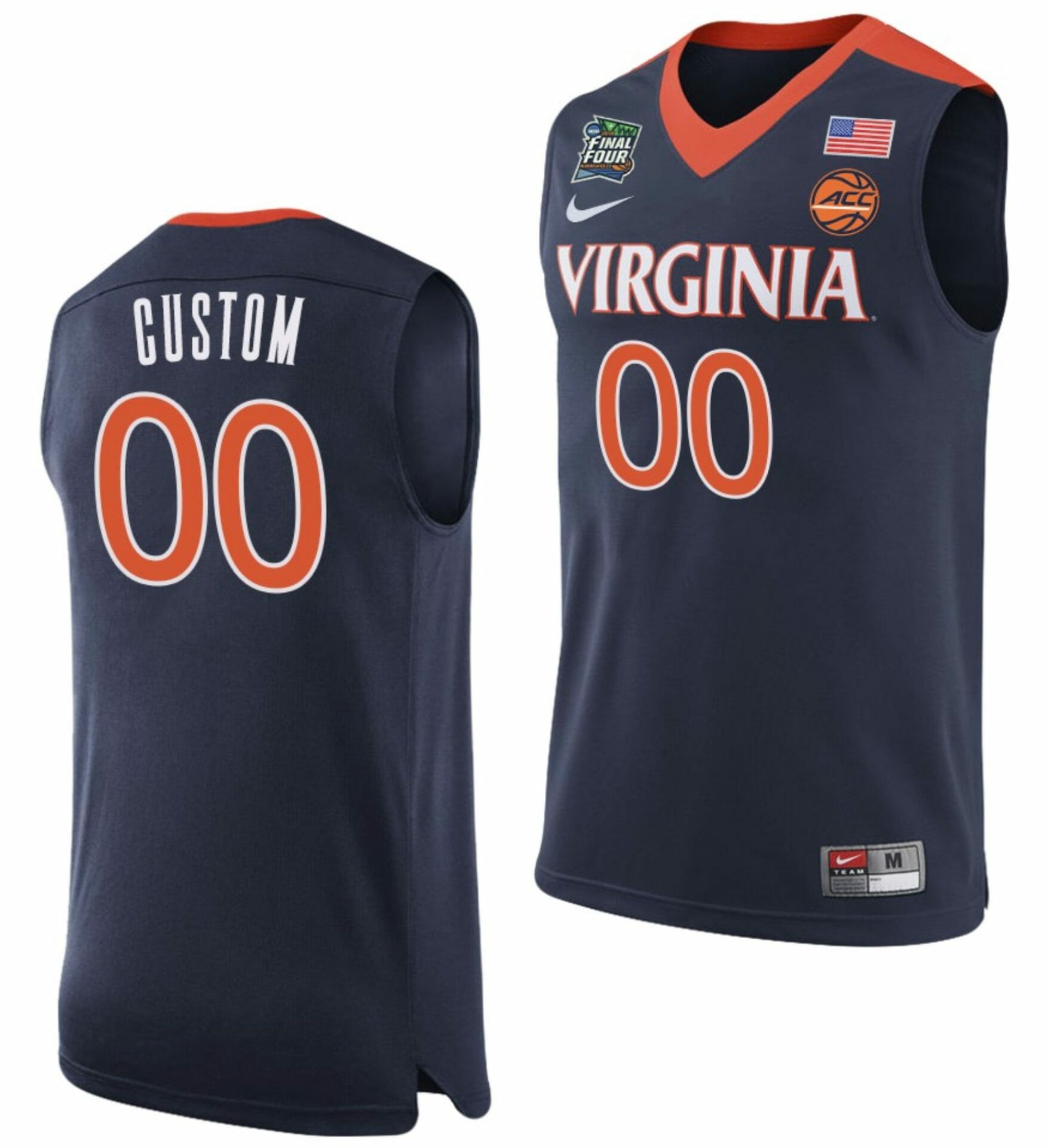 Custom Virginia Cavaliers Jersey Name and Number College Basketball Final Four Navy