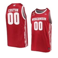 Custom Wisconsin Badgers Basketball Jersey College Name and Number Away Red