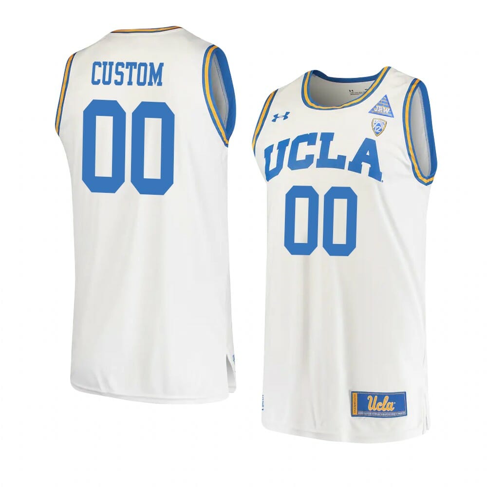 Custom UCLA Bruins Basketball Jersey College Name and Number Retro White