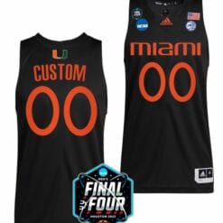 Custom Miami Hurricanes Jersey Name and Number College Basketball 2023 NCAA Final Four Black