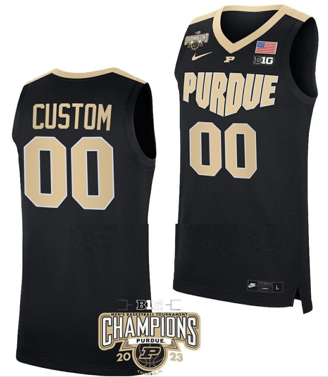 Custom Purdue Boilermakers Jersey Name And Number College Basketball Champs Logo Black