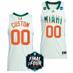 Custom Miami Hurricanes Jersey Name and Number College Basketball 2023 NCAA Final Four White