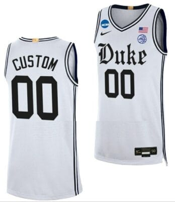 Custom Duke Blue Devils Jersey Name and Number NCAA March Madness College Basketball White