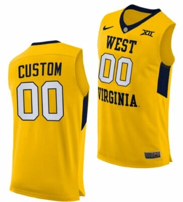 Custom West Virginia Jersey Name and Number Mountaineers College Basketball Yellow