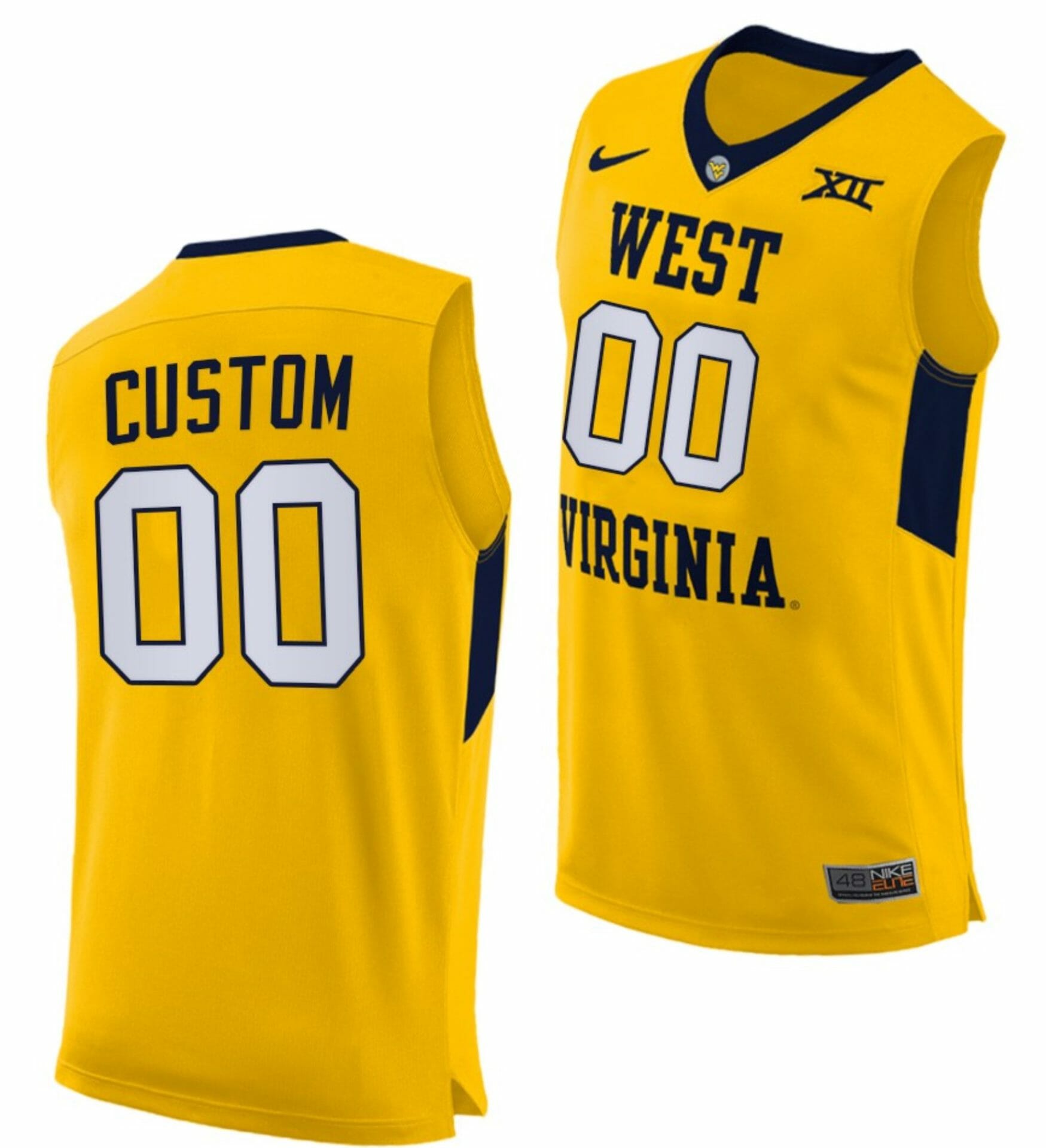 Custom West Virginia Jersey Name and Number Mountaineers College Basketball Yellow