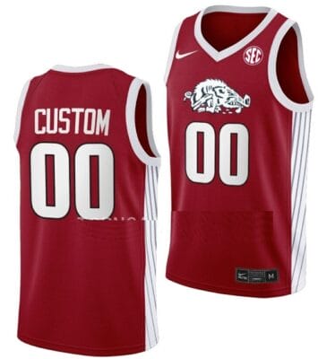 Custom Arkansas Razorbacks Jersey Road College Basketball Red
